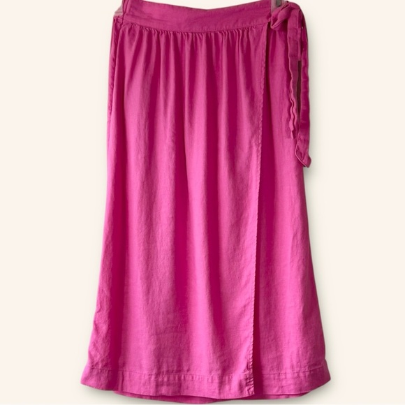 A NEW DAY Linen-Blend Belted Wrap Pink Midi Skirt - Picture 2 of 5